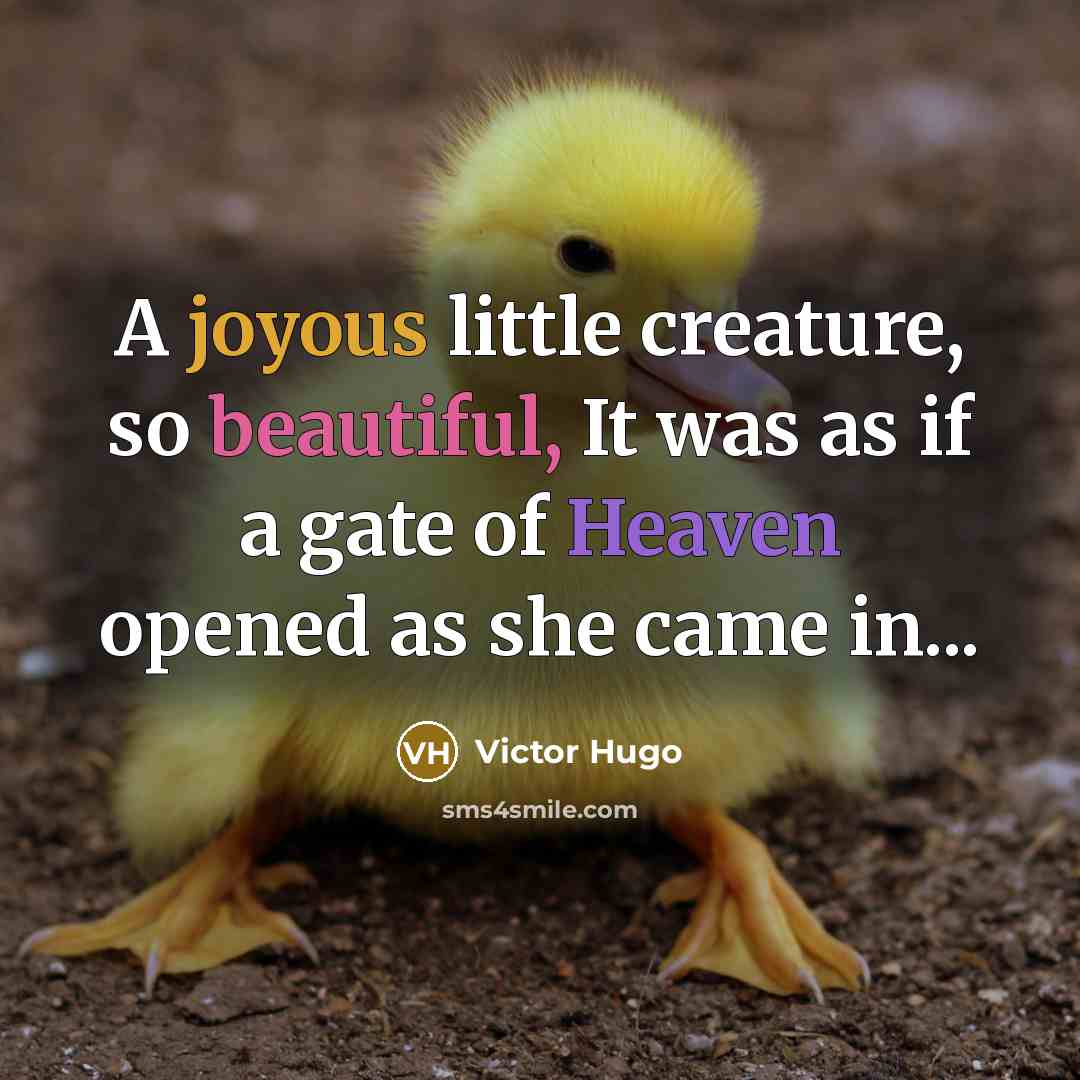 “A joyous little creature, so beautiful, It was as if a gate of Heaven opened as she came in...” quote by Victor Hugo