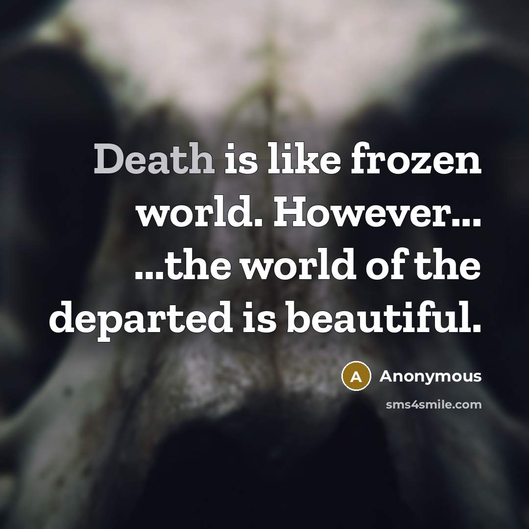 “Death is like frozen world. However... ...the world of the departed is beautiful.” quote by Anonymous