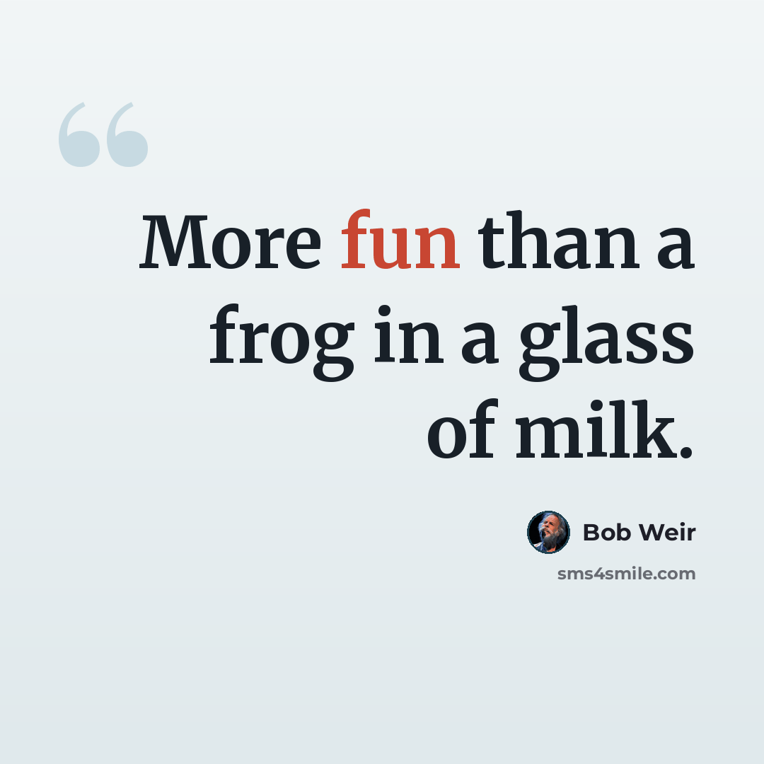 “More fun than a frog in a glass of milk.” quote by Bob Weir