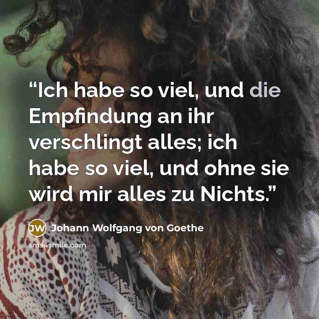 “Ich habe so viel, und die Empfindung an ihr verschlingt alles; ich habe so viel, und ohne sie wird mir alles zu Nichts.” quote by Johann Wolfgang von Goethe