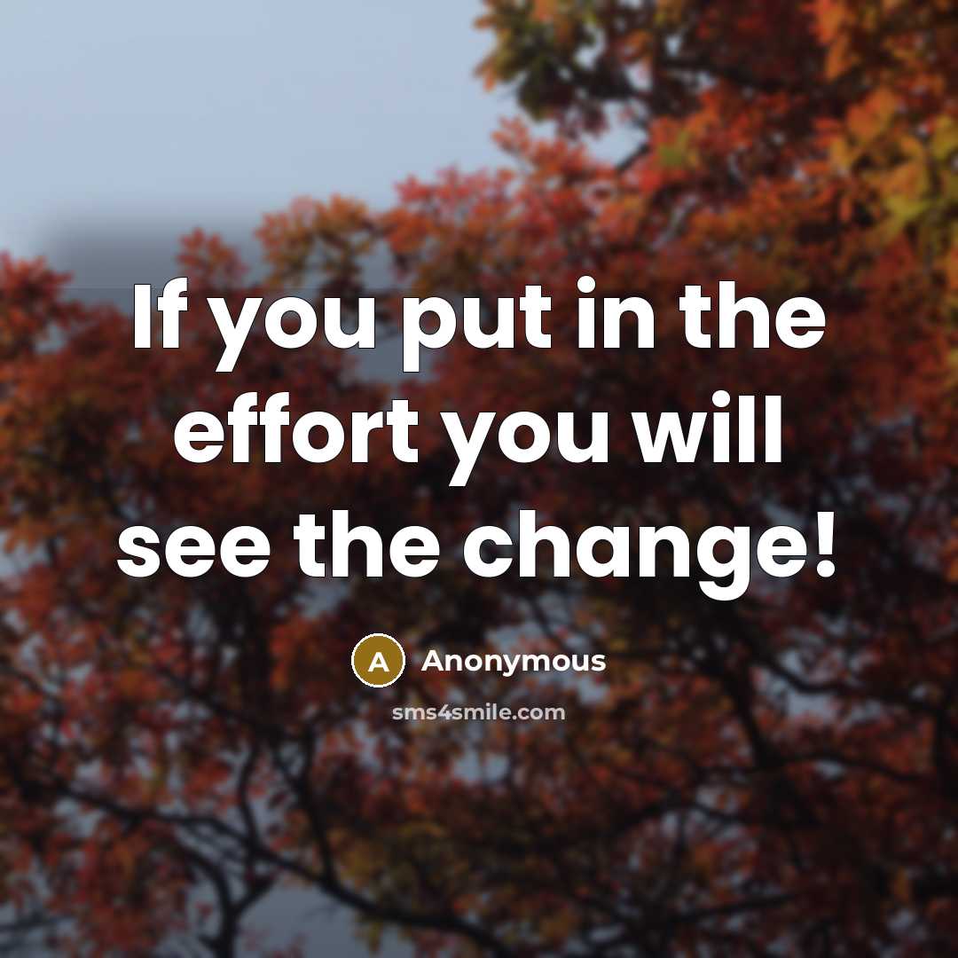 “If you put in the effort you will see the change!” quote by Anonymous