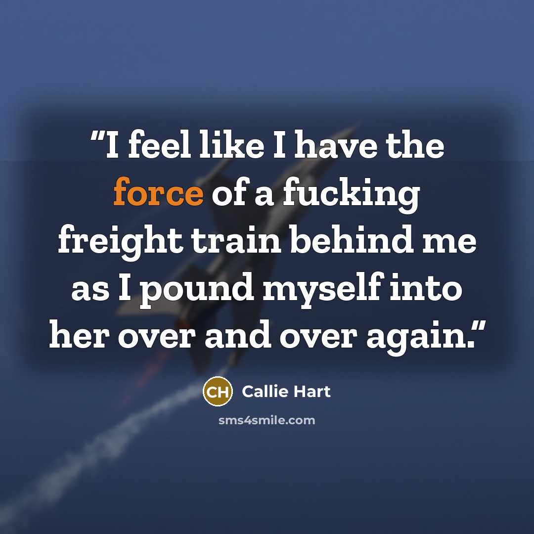 “I feel like I have the force of a fucking freight train behind me as I pound myself into her over and over again.” quote by Callie Hart
