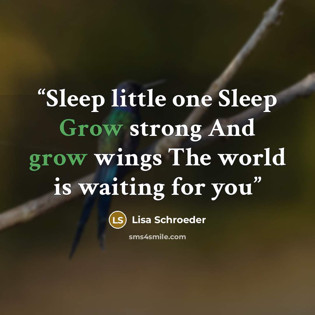 “Sleep little one Sleep Grow strong And grow wings The world is waiting for you” quote by Lisa Schroeder