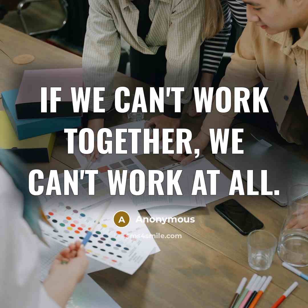“If we can't work together, we can't work at all.” quote by Anonymous