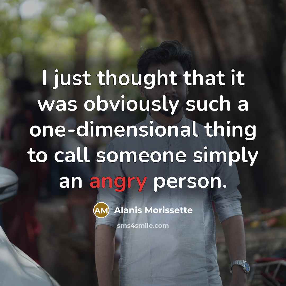 “I just thought that it was obviously such a one-dimensional thing to call someone simply an angry person.” quote by Alanis Morissette