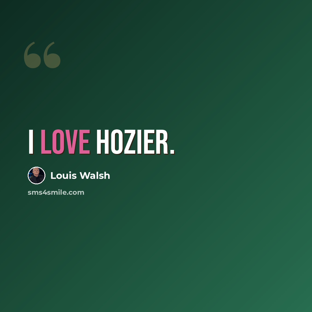 “I love Hozier.” quote by Louis Walsh