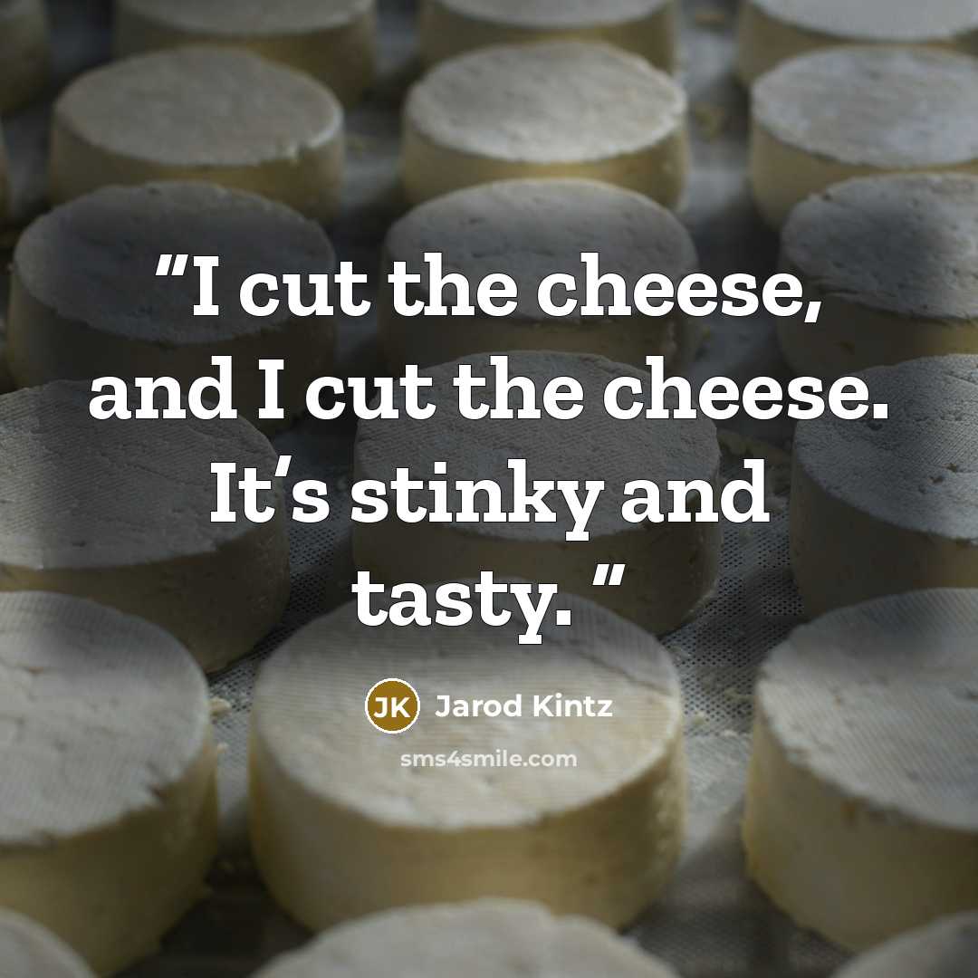 “I cut the cheese, and I cut the cheese. It’s stinky and tasty.” quote by Jarod Kintz