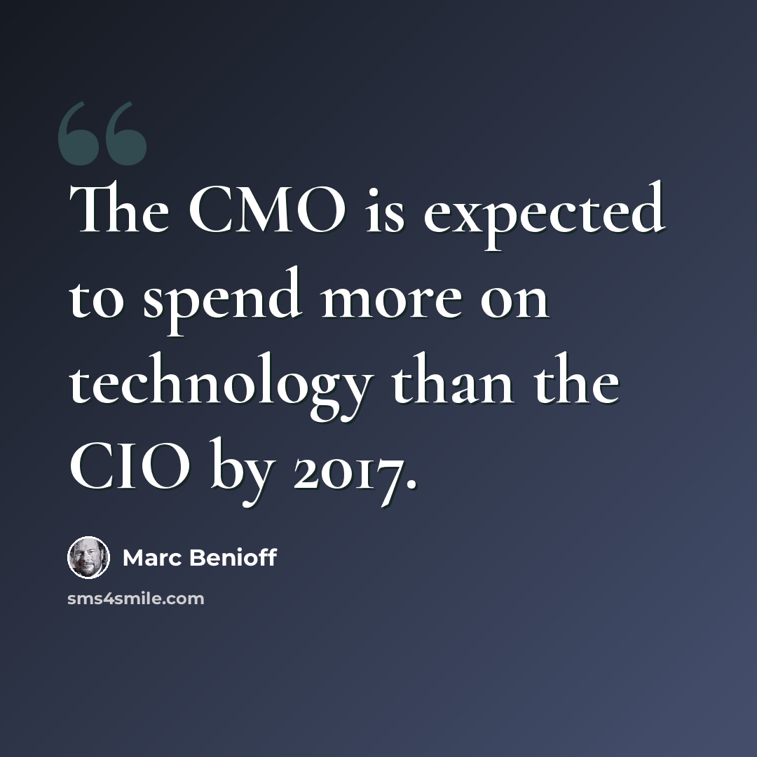 “The CMO is expected to spend more on technology than the CIO by 2017.” quote by Marc Benioff