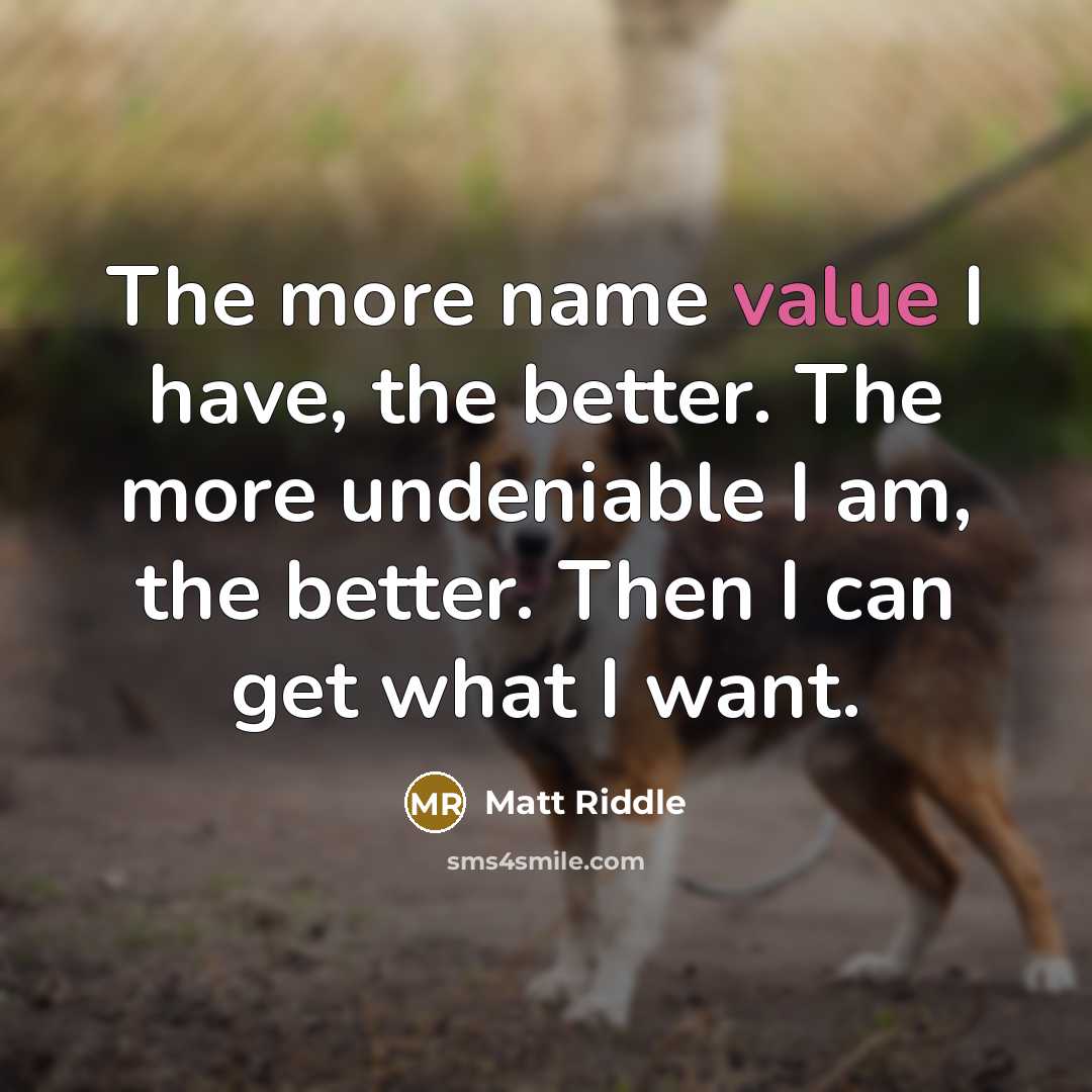 “The more name value I have, the better. The more undeniable I am, the better. Then I can get what I want.” quote by Matt Riddle
