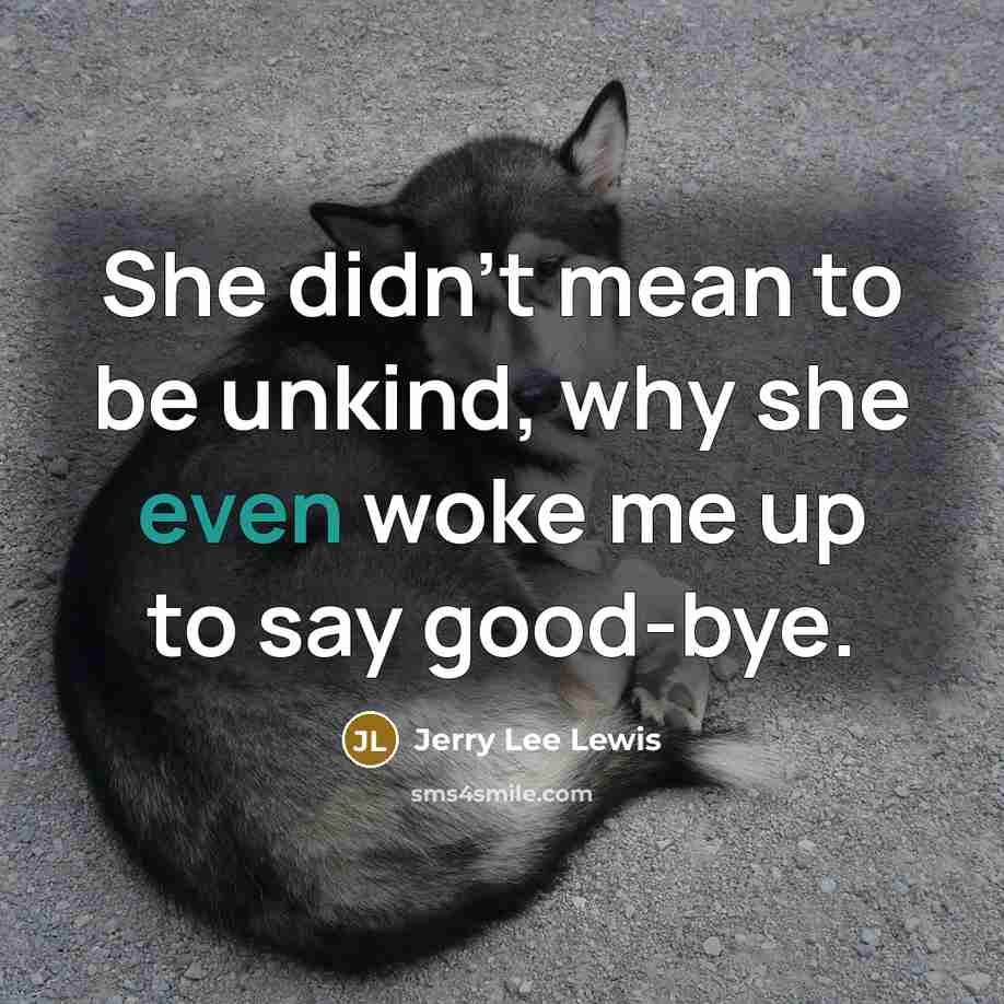 “She didn't mean to be unkind, why she even woke me up to say good-bye.” quote by Jerry Lee Lewis