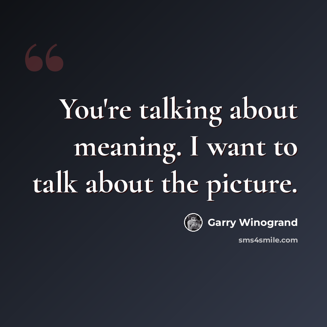 “You're talking about meaning. I want to talk about the picture.” quote by Garry Winogrand