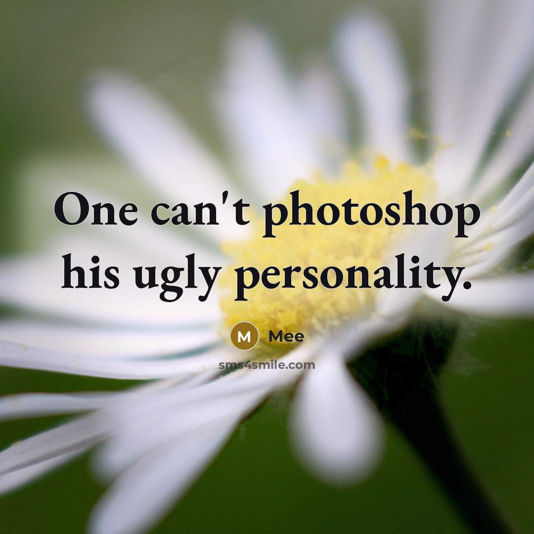 “One can't photoshop his ugly personality.” quote by Mee