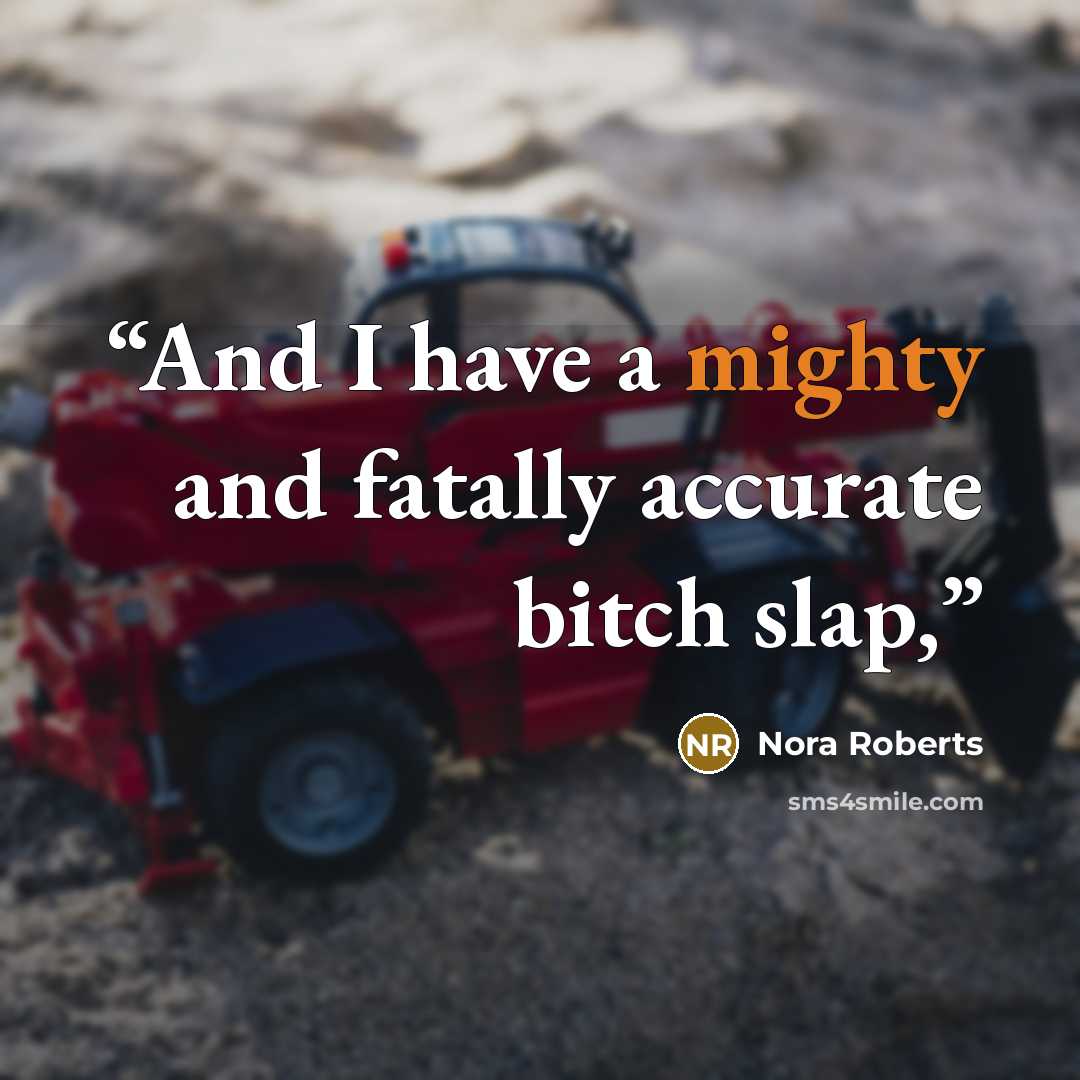 “And I have a mighty and fatally accurate bitch slap,” quote by Nora Roberts