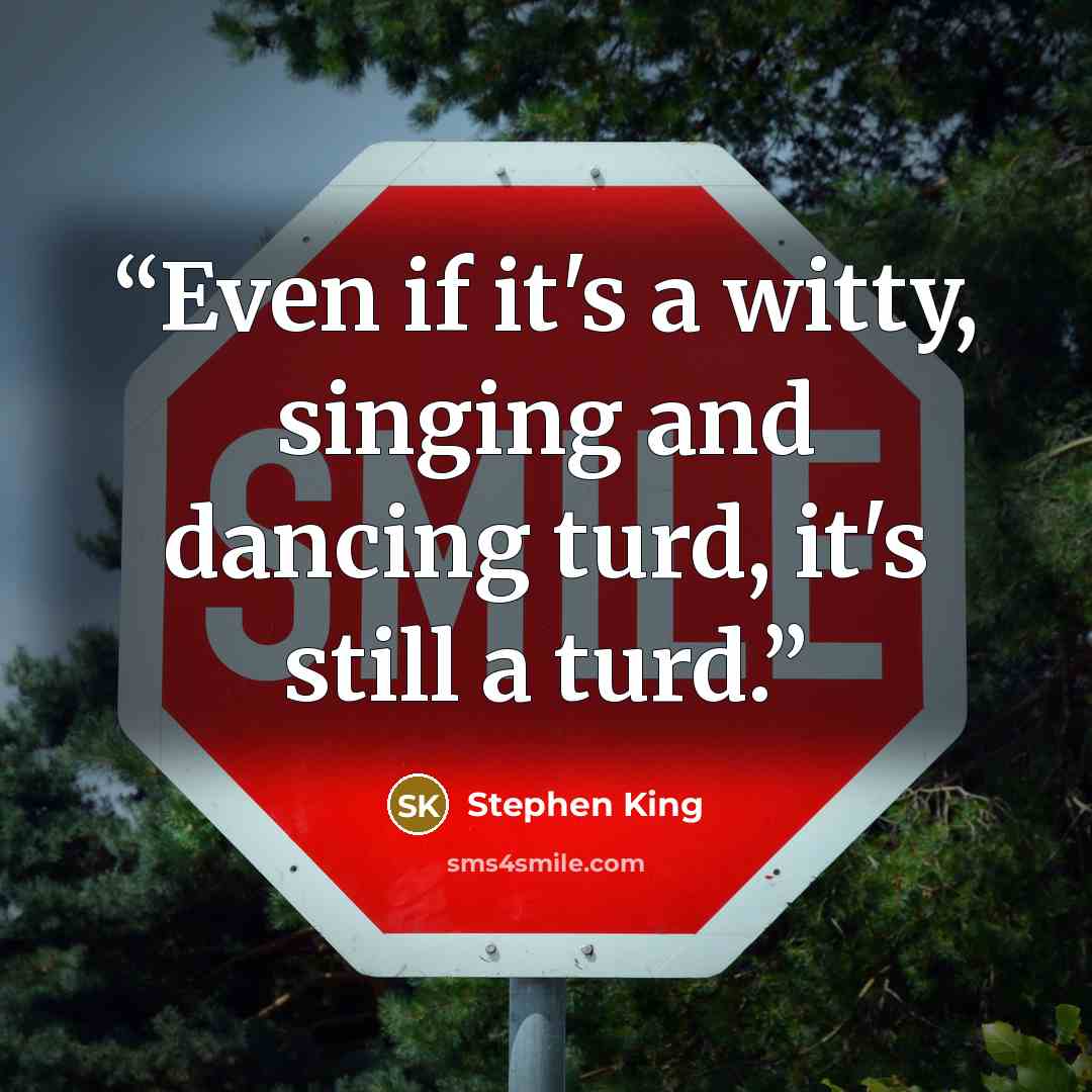 “Even if it's a witty, singing and dancing turd, it's still a turd.” quote by Stephen King