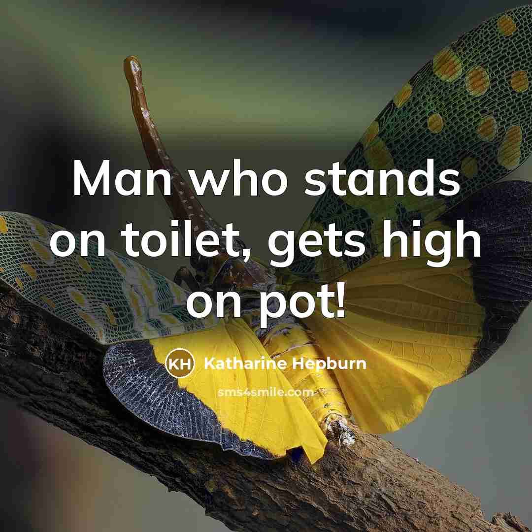 “Man who stands on toilet, gets high on pot!” quote by Katharine Hepburn