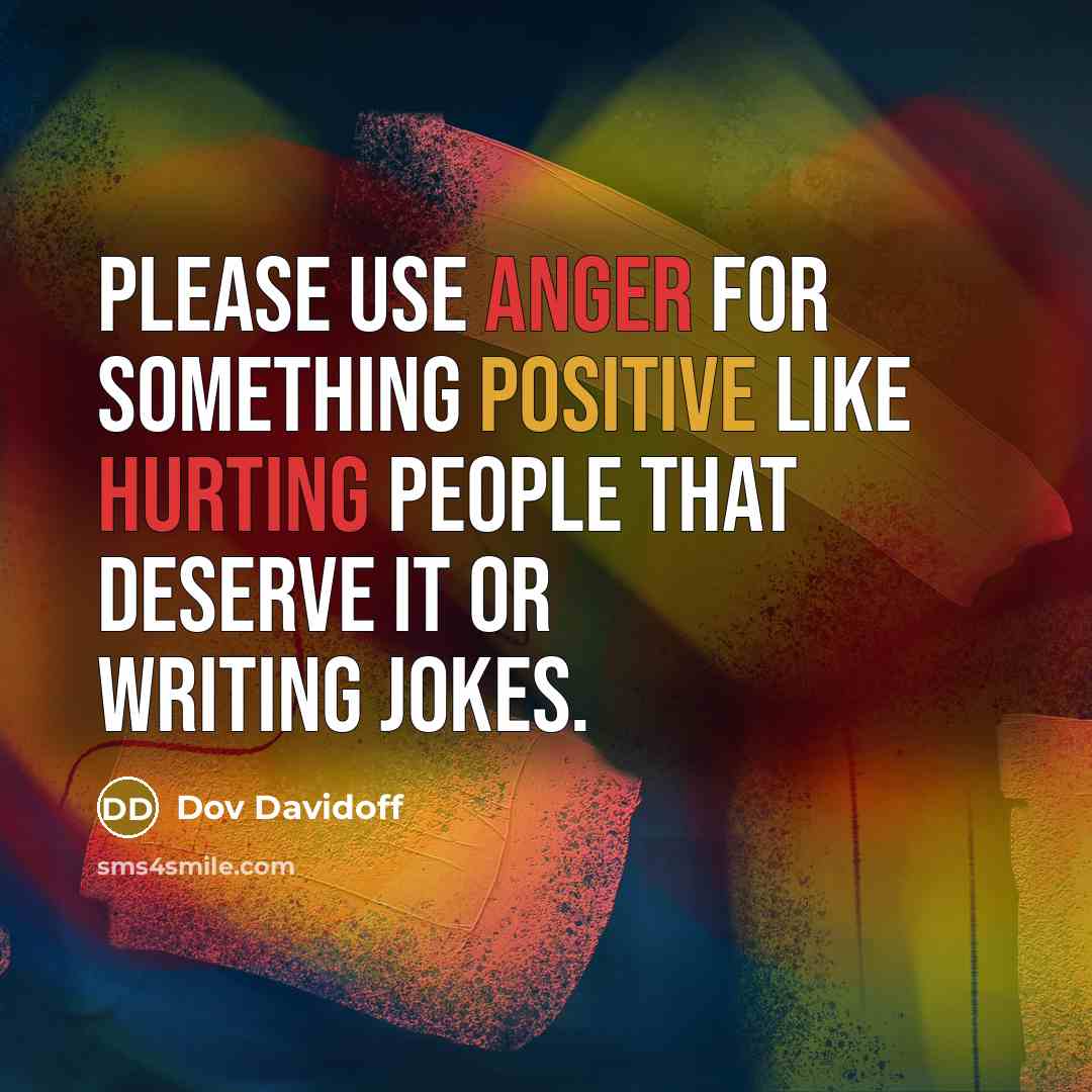 “Please use anger for something positive like hurting people that deserve it or writing jokes.” quote by Dov Davidoff