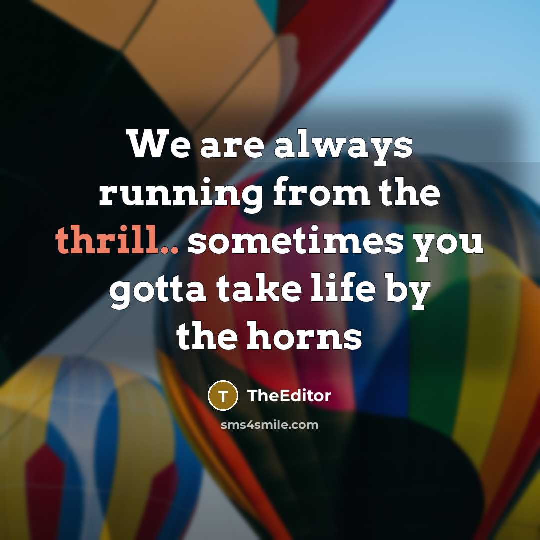 “We are always running from the thrill.. sometimes you gotta take life by the horns” quote by TheEditor