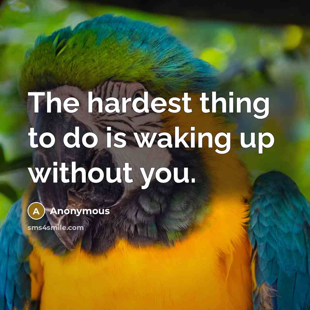 “The hardest thing to do is waking up without you.” quote by Anonymous