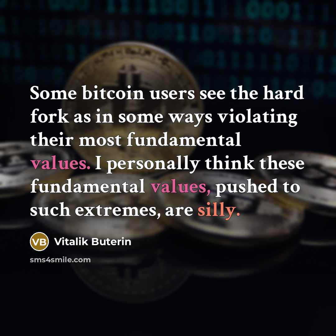 “Some bitcoin users see the hard fork as in some ways violating their most fundamental values. I personally think these fundamental values, pushed to such extremes, are silly.” quote by Vitalik Buterin