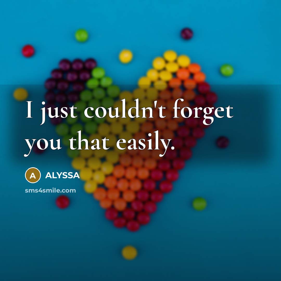 “I just couldn't forget you that easily.” quote by ALYSSA