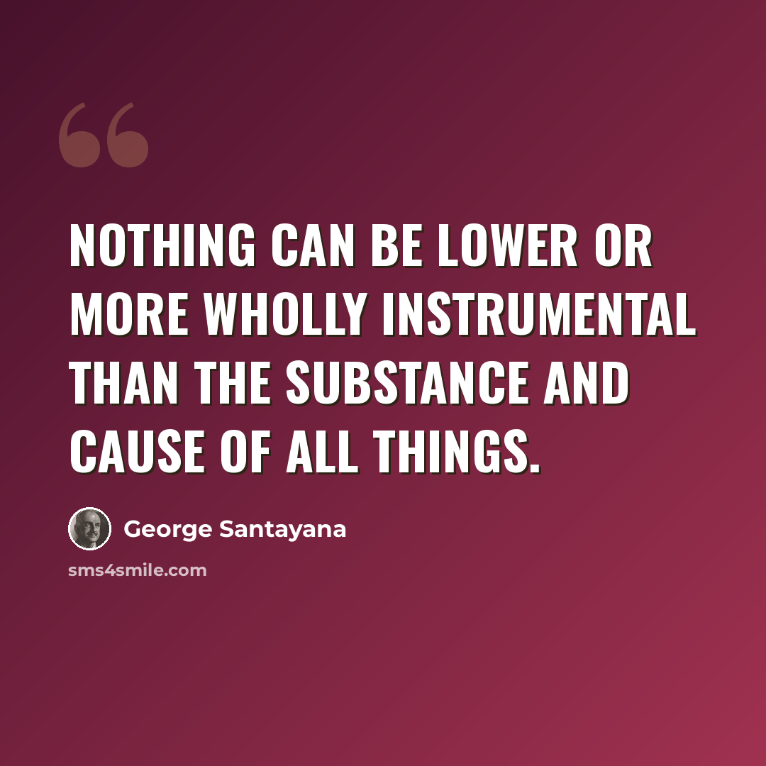“Nothing can be lower or more wholly instrumental than the substance and cause of all things.” quote by George Santayana
