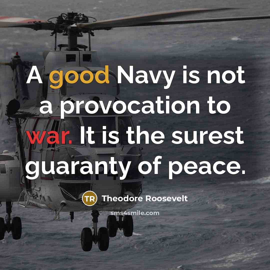 “A good Navy is not a provocation to war. It is the surest guaranty of peace.” quote by Theodore Roosevelt