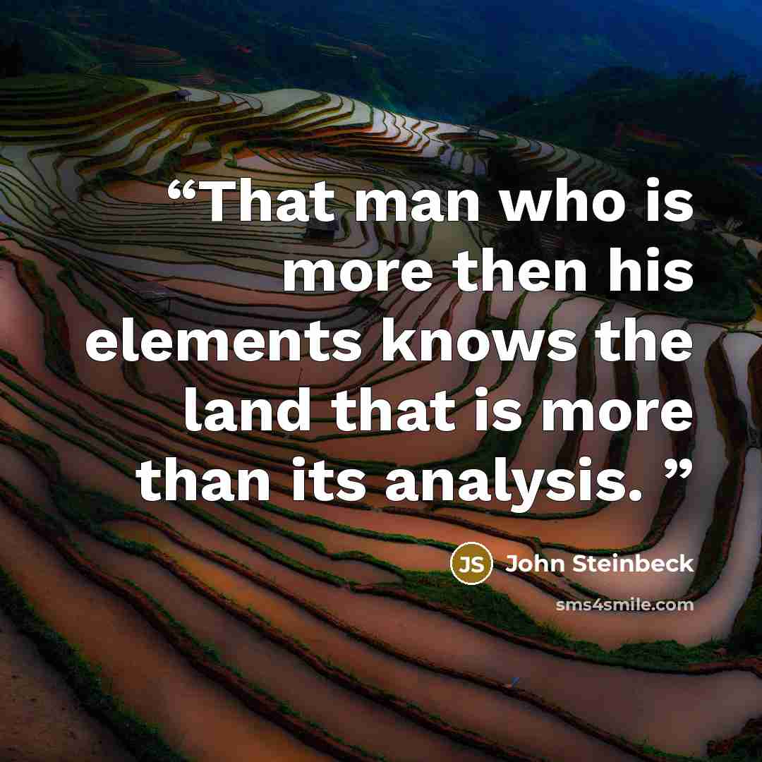 “That man who is more then his elements knows the land that is more than its analysis.” quote by John Steinbeck