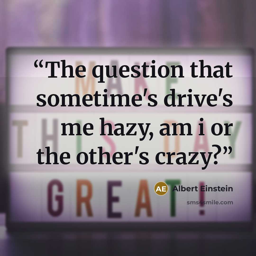 “The question that sometime's drive's me hazy, am i or the other's crazy?” quote by Albert Einstein