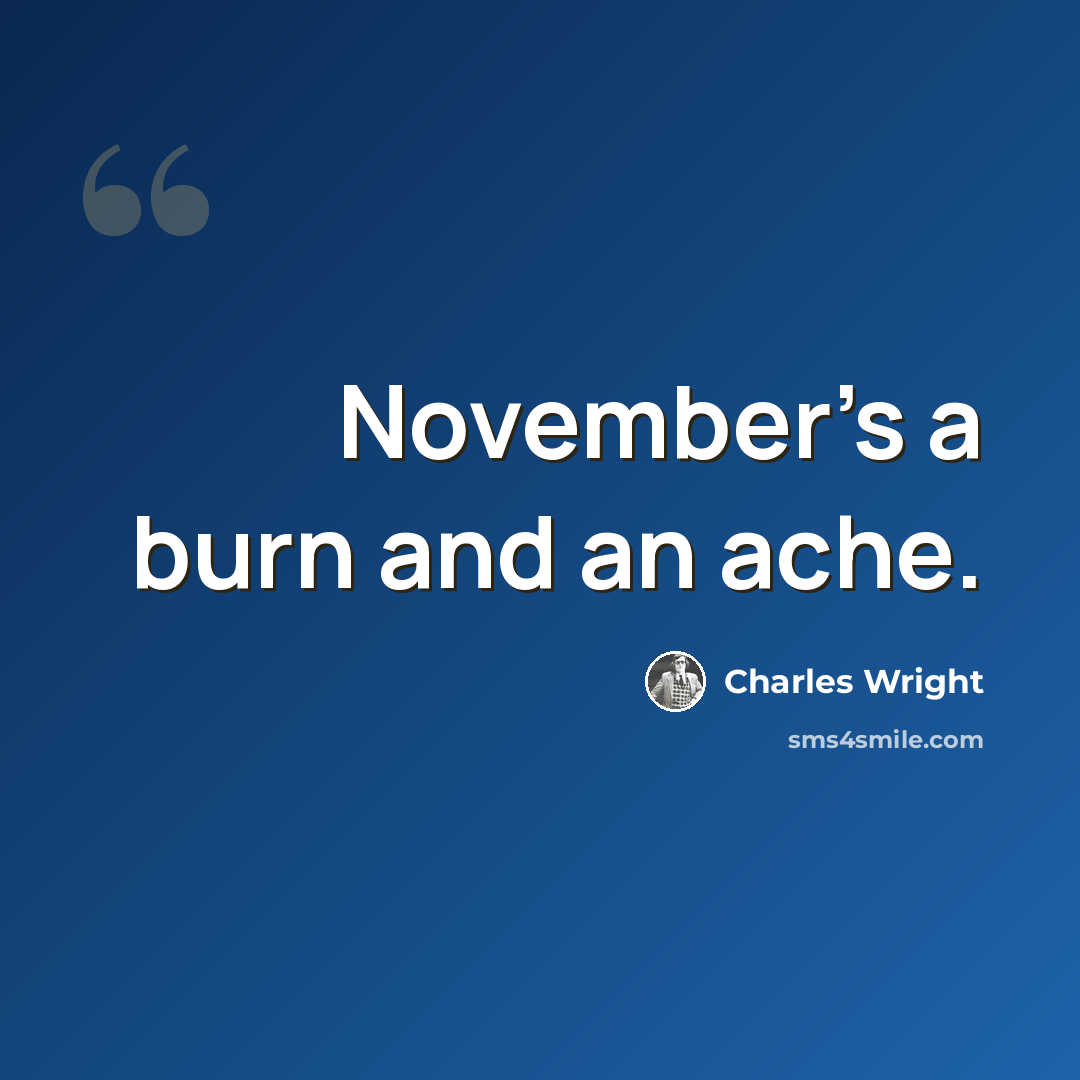 “November’s a burn and an ache.” quote by Charles Wright