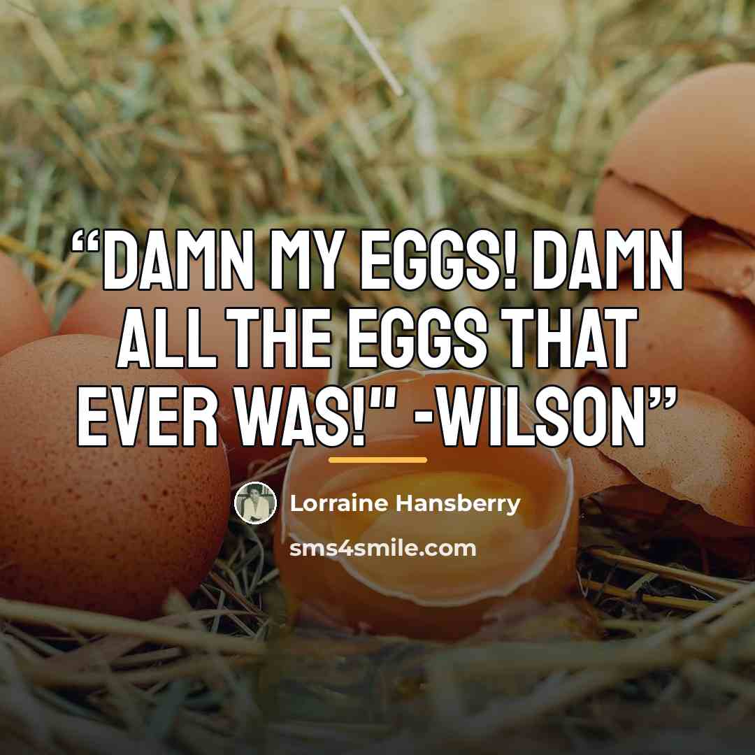 “DAMN MY EGGS! DAMN ALL THE EGGS THAT EVER WAS!" -Wilson” quote by Lorraine Hansberry