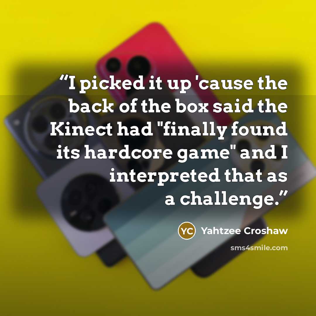 “I picked it up 'cause the back of the box said the Kinect had "finally found its hardcore game" and I interpreted that as a challenge.” quote by Yahtzee Croshaw