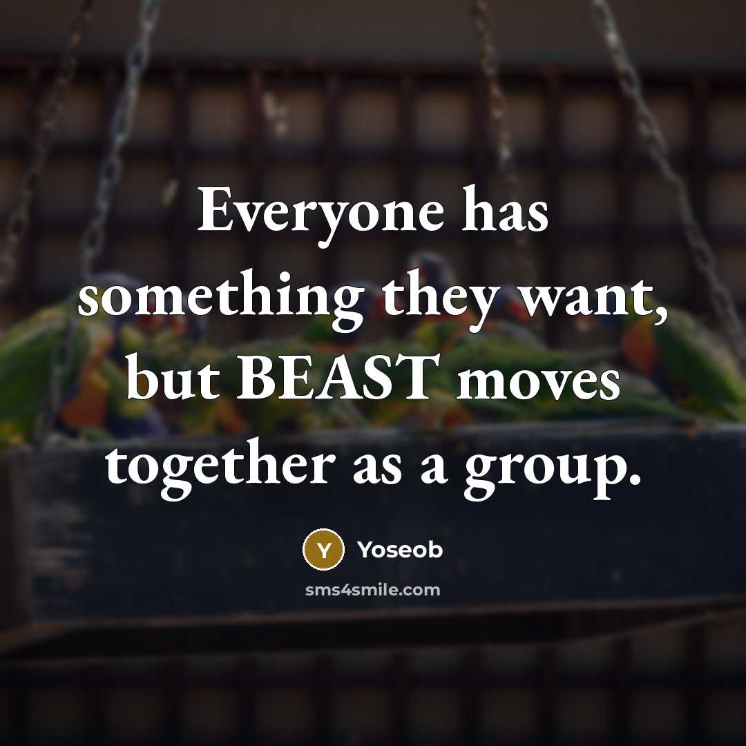 “Everyone has something they want, but BEAST moves together as a group.” quote by Yoseob