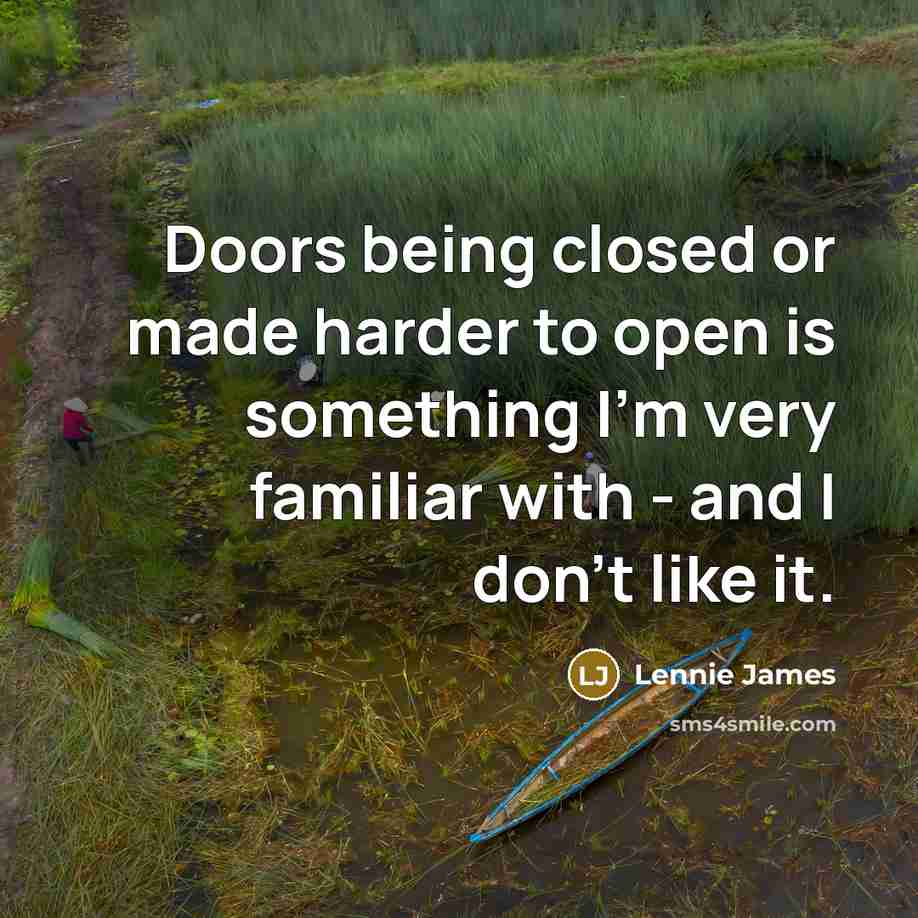 “Doors being closed or made harder to open is something I'm very familiar with - and I don't like it.” quote by Lennie James