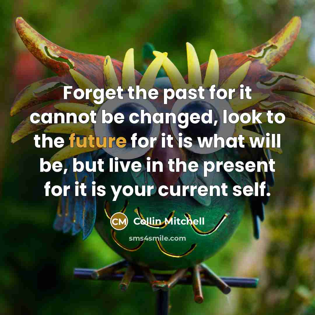 “Forget the past for it cannot be changed, look to the future for it is what will be, but live in the present for it is your current self.” quote by Collin Mitchell