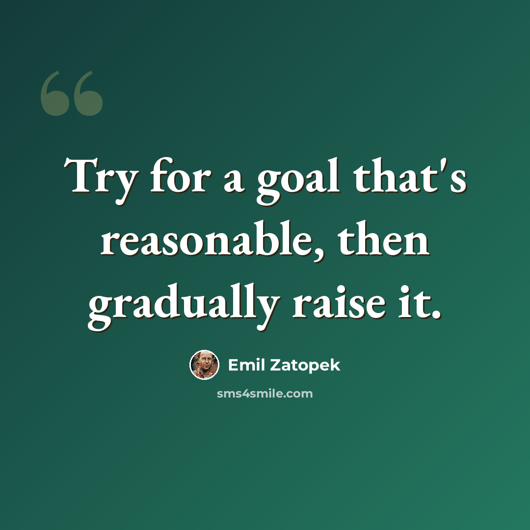 “Try for a goal that's reasonable, then gradually raise it.” quote by Emil Zatopek
