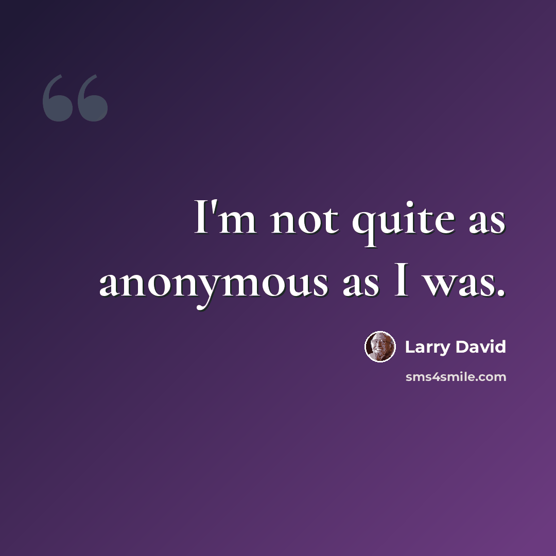 “I'm not quite as anonymous as I was.” quote by Larry David