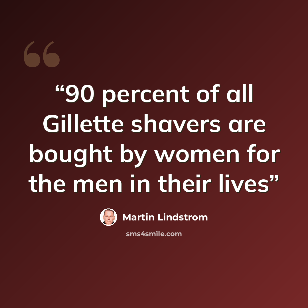 “90 percent of all Gillette shavers are bought by women for the men in their lives” quote by Martin Lindstrom