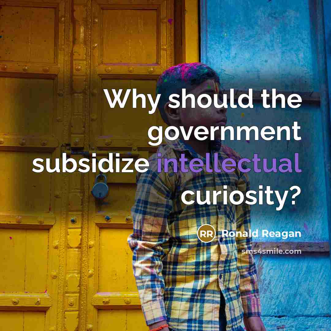 “Why should the government subsidize intellectual curiosity?” quote by Ronald Reagan