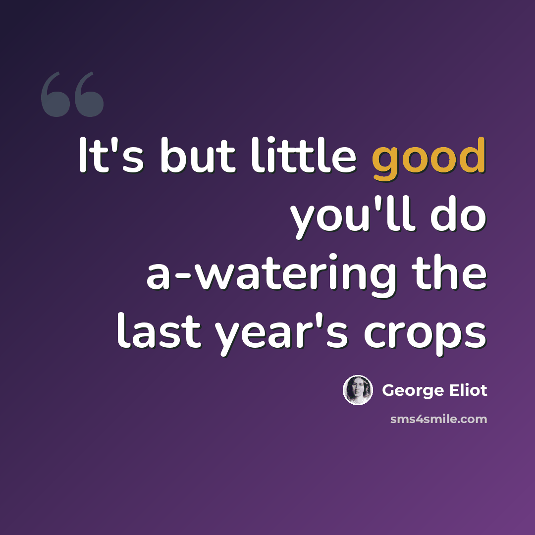 “It's but little good you'll do a-watering the last year's crops” quote by George Eliot