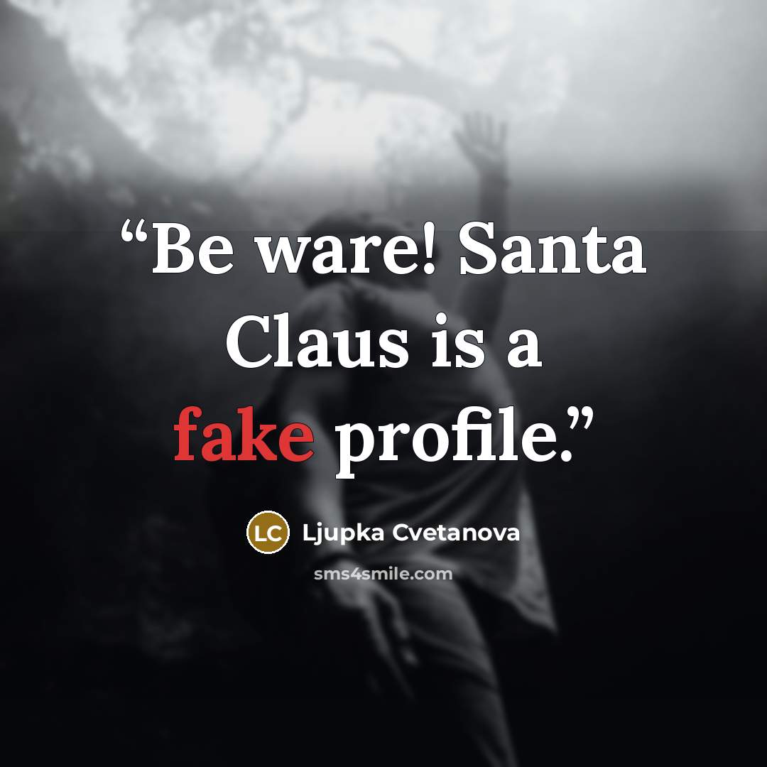 “Be ware! Santa Claus is a fake profile.” quote by Ljupka Cvetanova