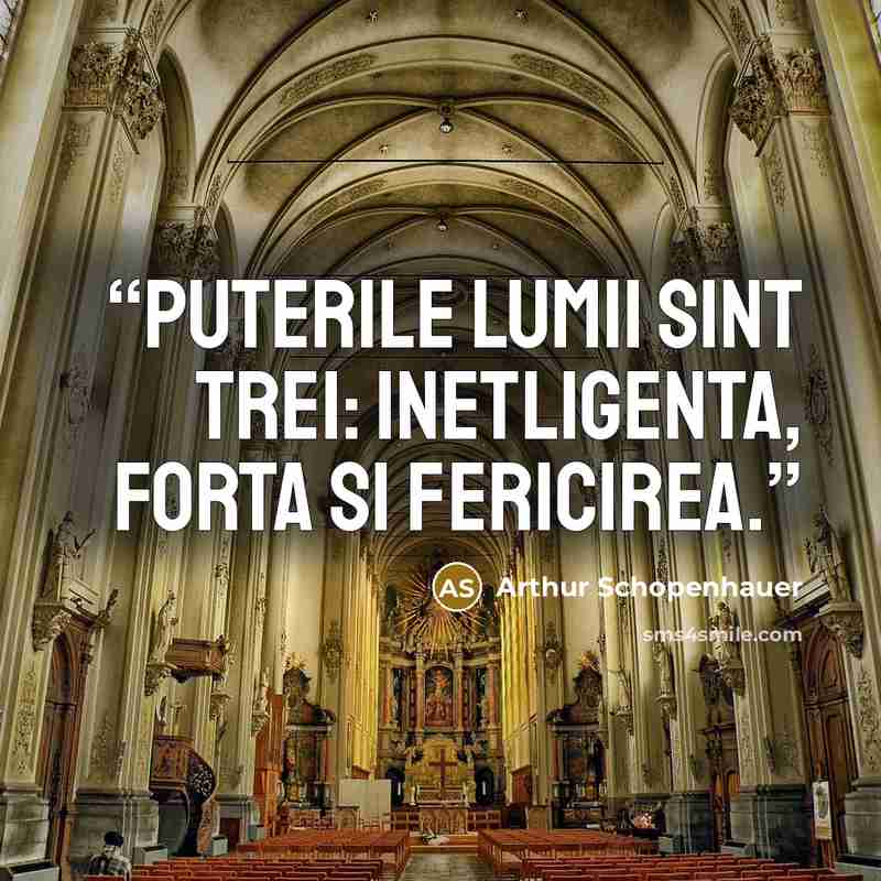 “Puterile lumii sint trei: inetligenta, forta si fericirea.” quote by Arthur Schopenhauer