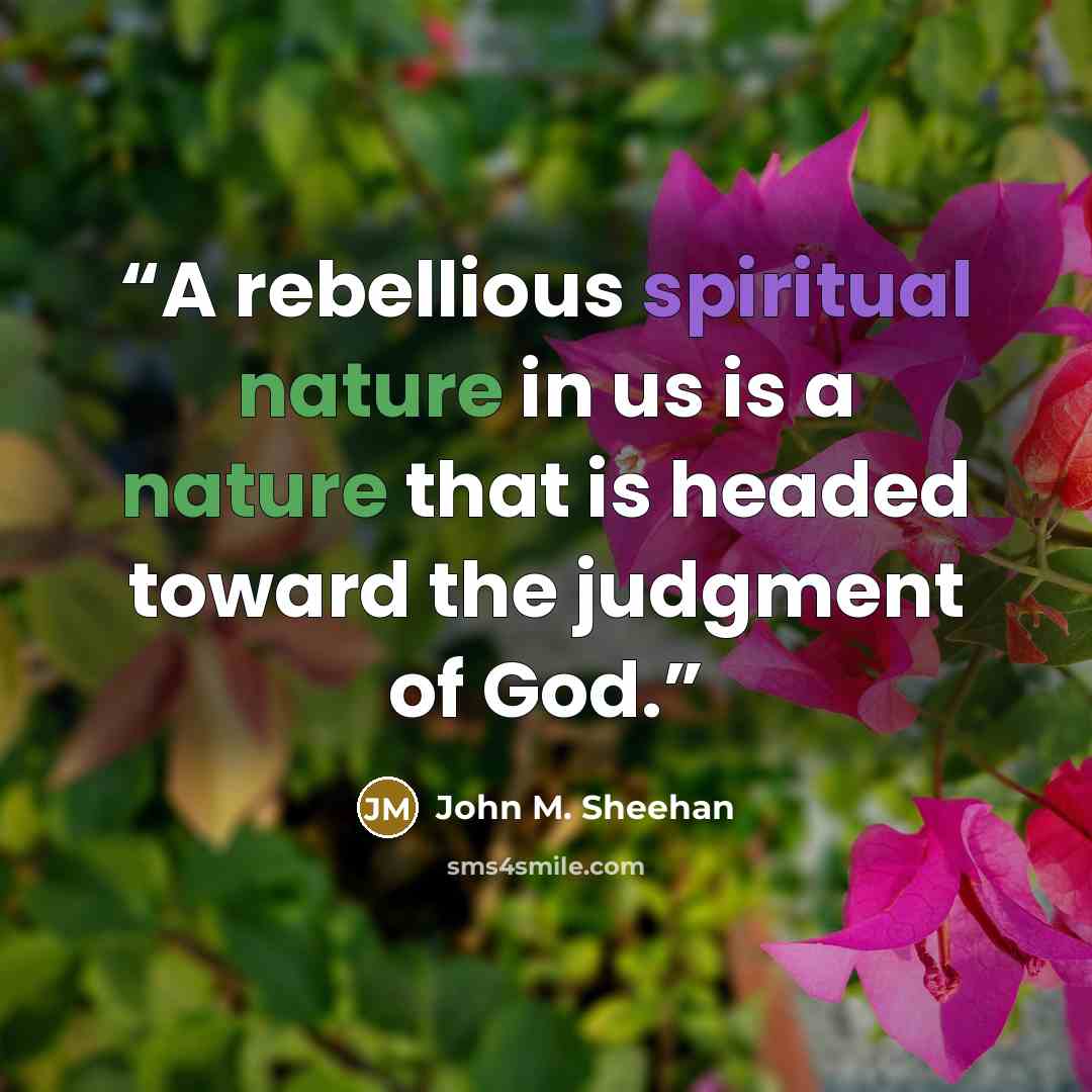 “A rebellious spiritual nature in us is a nature that is headed toward the judgment of God.” quote by John M. Sheehan