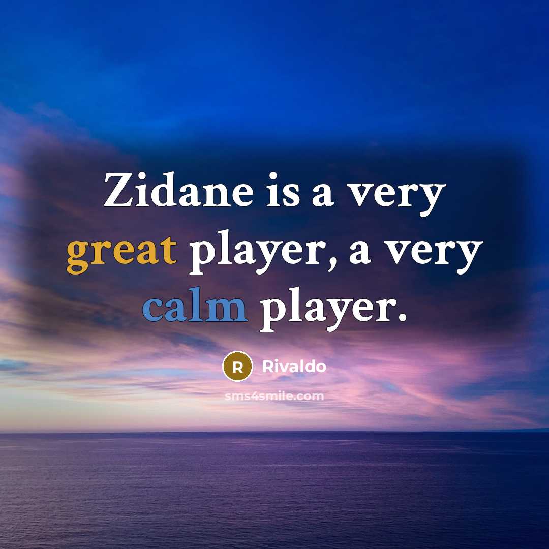 “Zidane is a very great player, a very calm player.” quote by Rivaldo