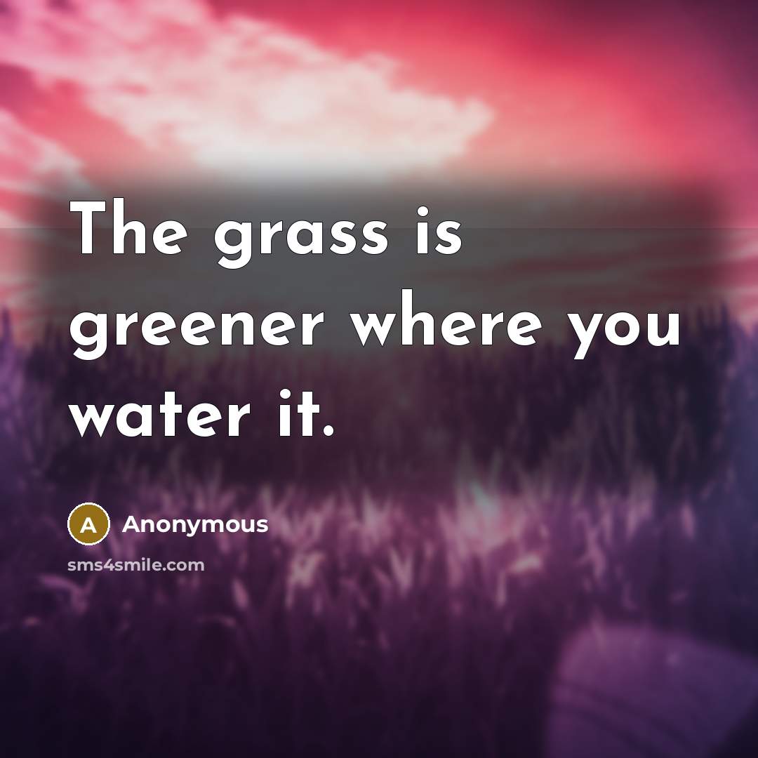 “The grass is greener where you water it.” quote by Anonymous