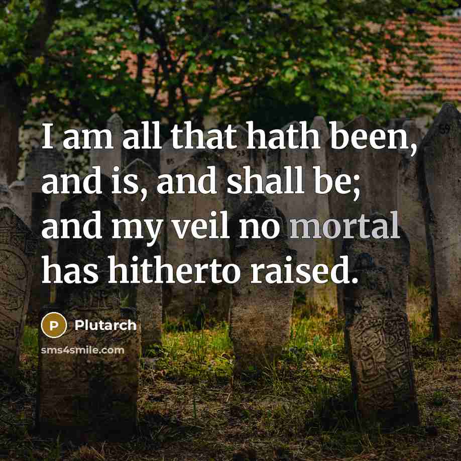 “I am all that hath been, and is, and shall be; and my veil no mortal has hitherto raised.” quote by Plutarch