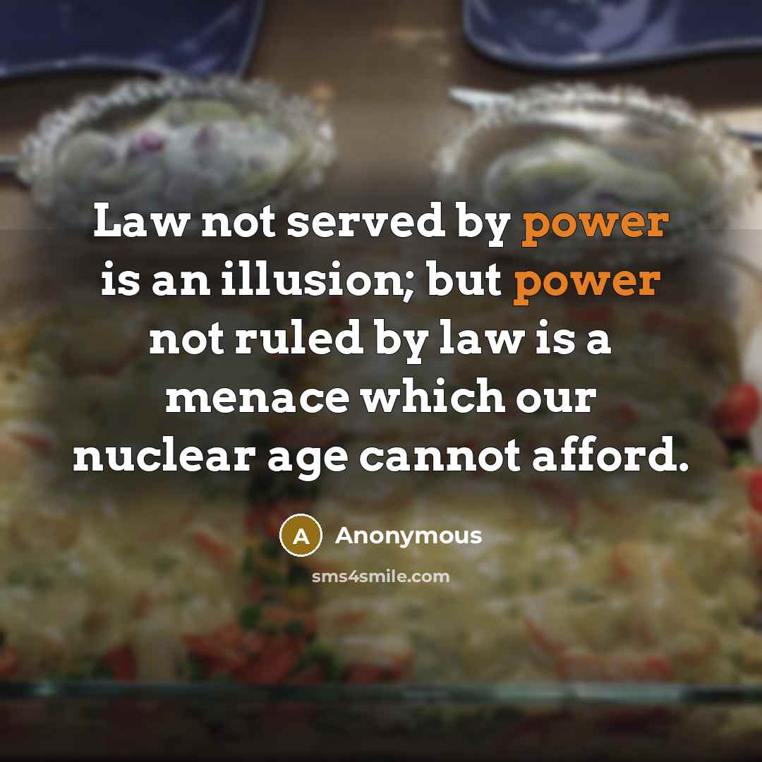 “Law not served by power is an illusion; but power not ruled by law is a menace which our nuclear age cannot afford.” quote by Anonymous