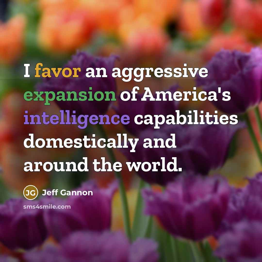 “I favor an aggressive expansion of America's intelligence capabilities domestically and around the world.” quote by Jeff Gannon