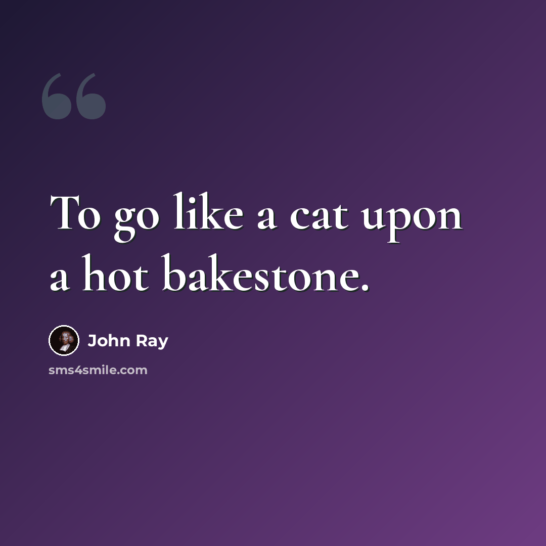 “To go like a cat upon a hot bakestone.” quote by John Ray