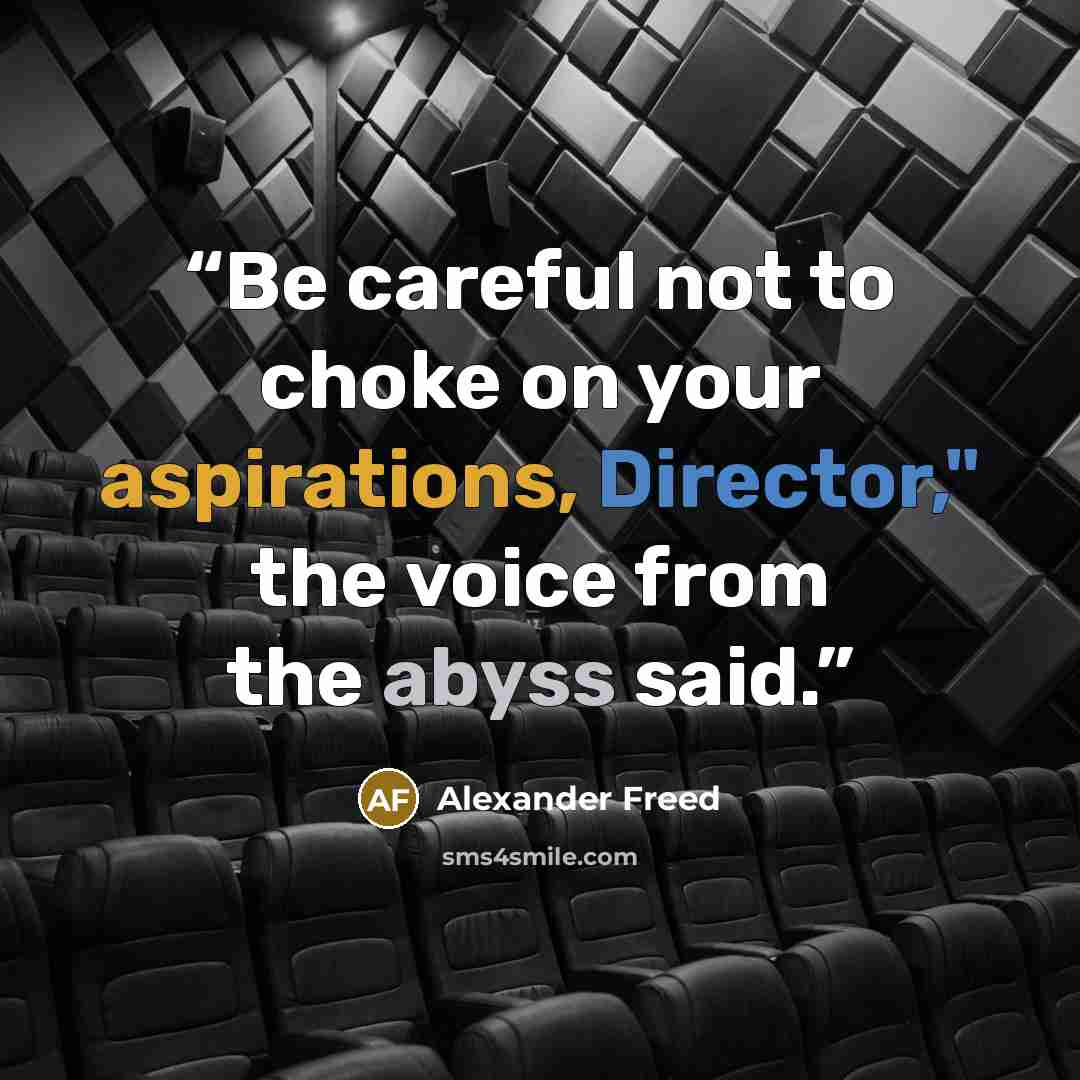 “Be careful not to choke on your aspirations, Director," the voice from the abyss said.” quote by Alexander Freed