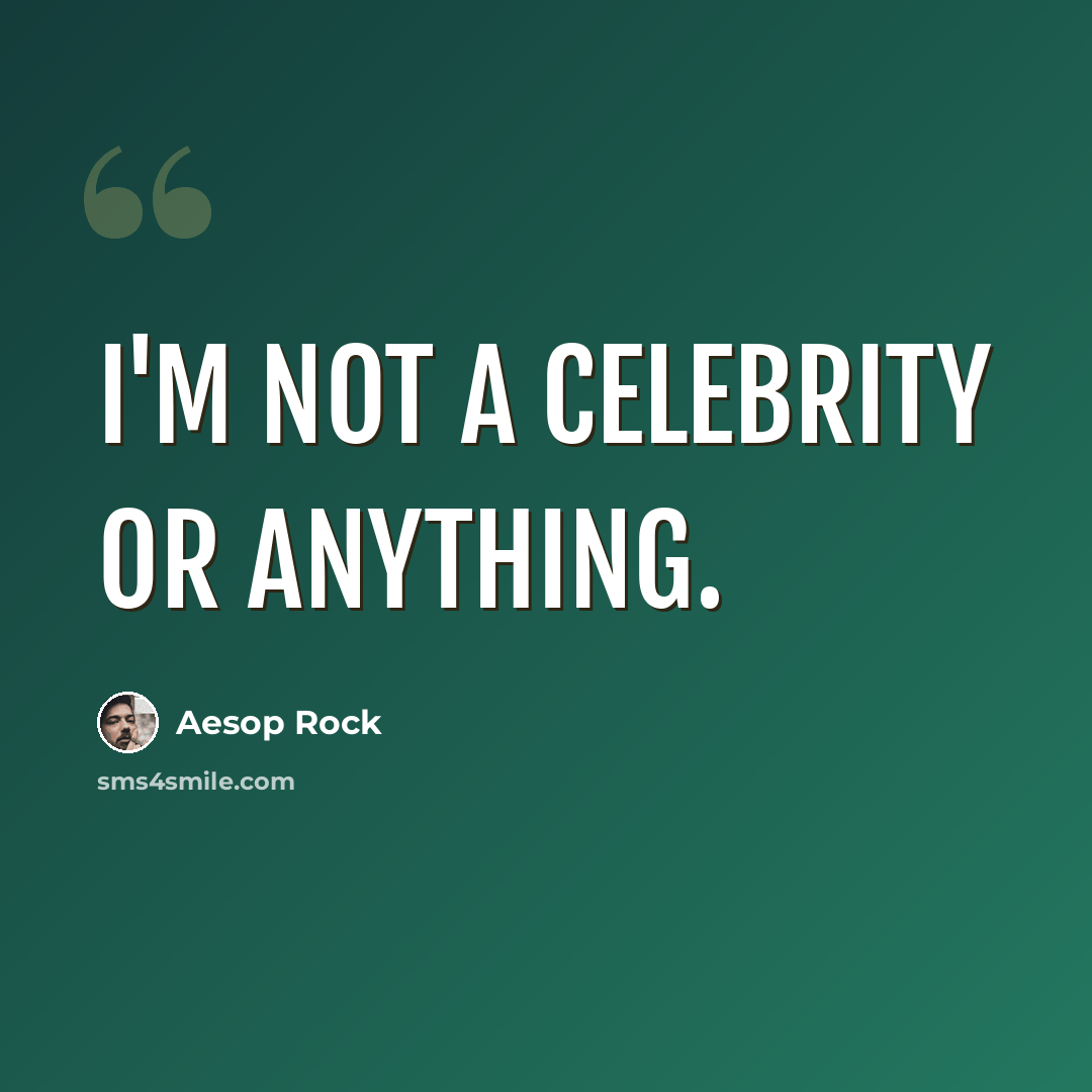 “I'm not a celebrity or anything.” quote by Aesop Rock